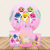 Lofaris Pink Baby Shark Themed Round Backdrop Kit For Girl